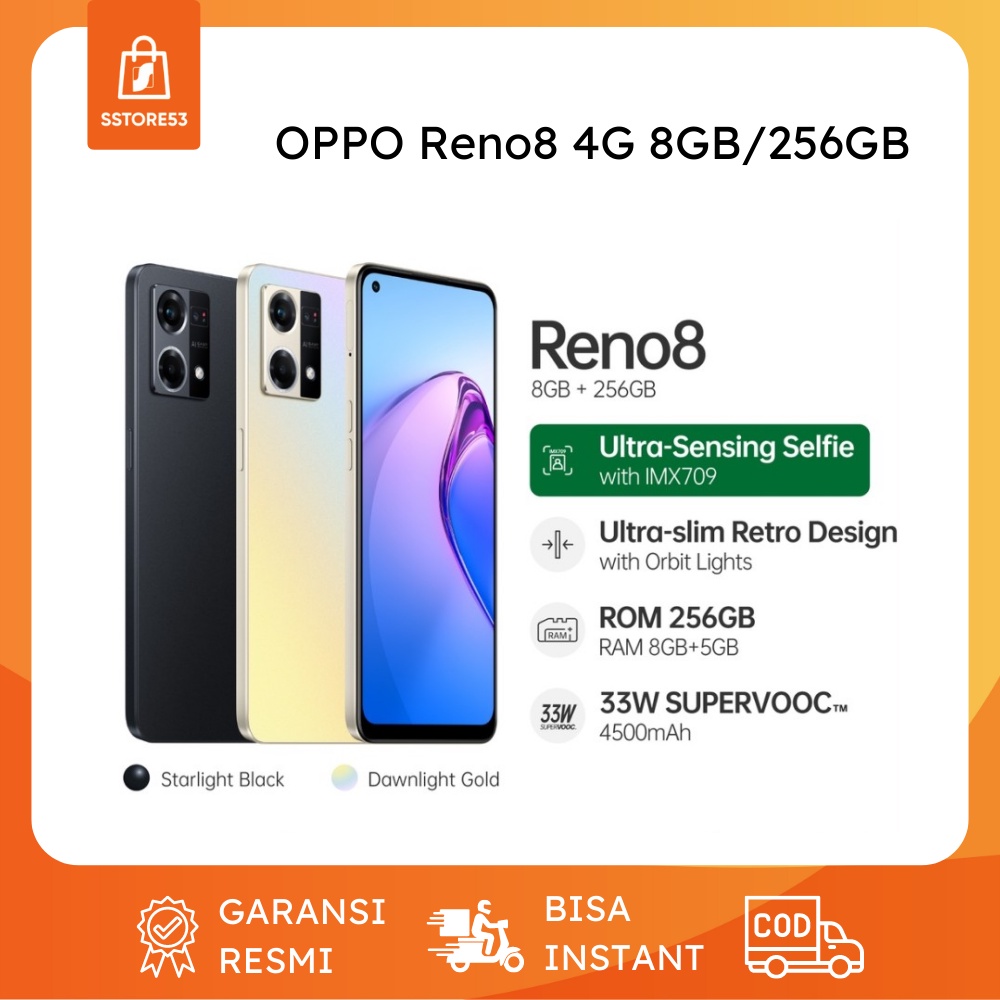 OPPO RENO8 4G 8/256 + EXPANSI RAM [5GB] GARANSI RESMI 1 TAHUN