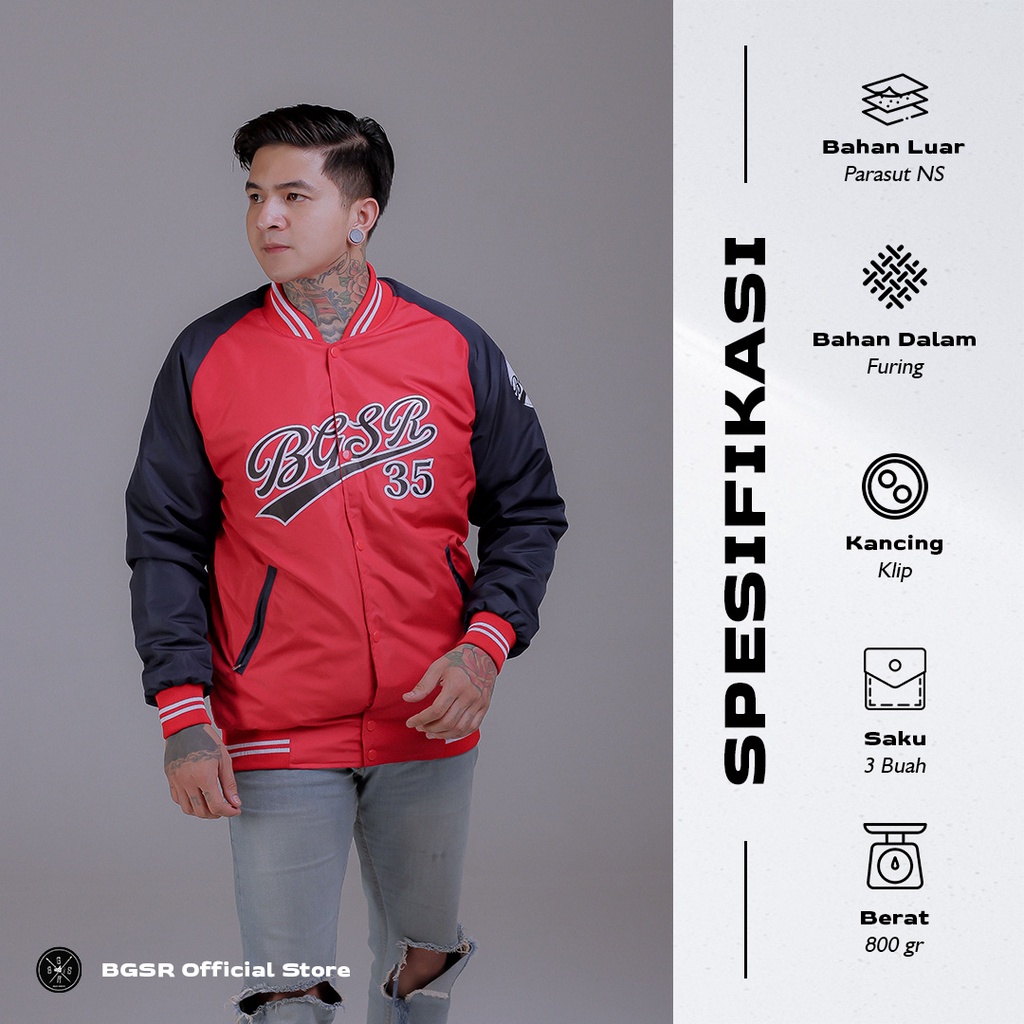 Jaket Baseball Varsity Jacket Boomber Parasut Windbreaker Raglan BGSR