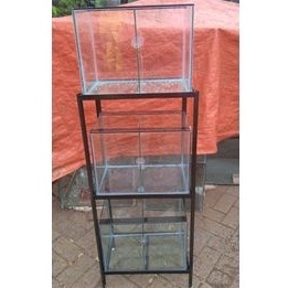 Paket 3 Aqarium 40x25x30 + sekat dan Rak Besi Siku 3 Susun