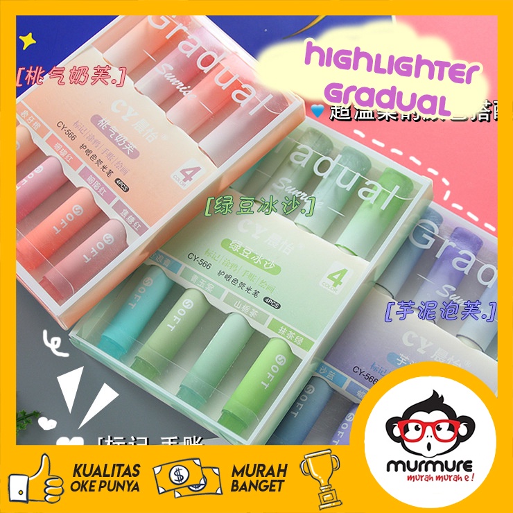

MURMURE | STABILO / HIGHLIGHTER 4 WARNA 4PCS / PACK GRADUAL WARNA PASTEL