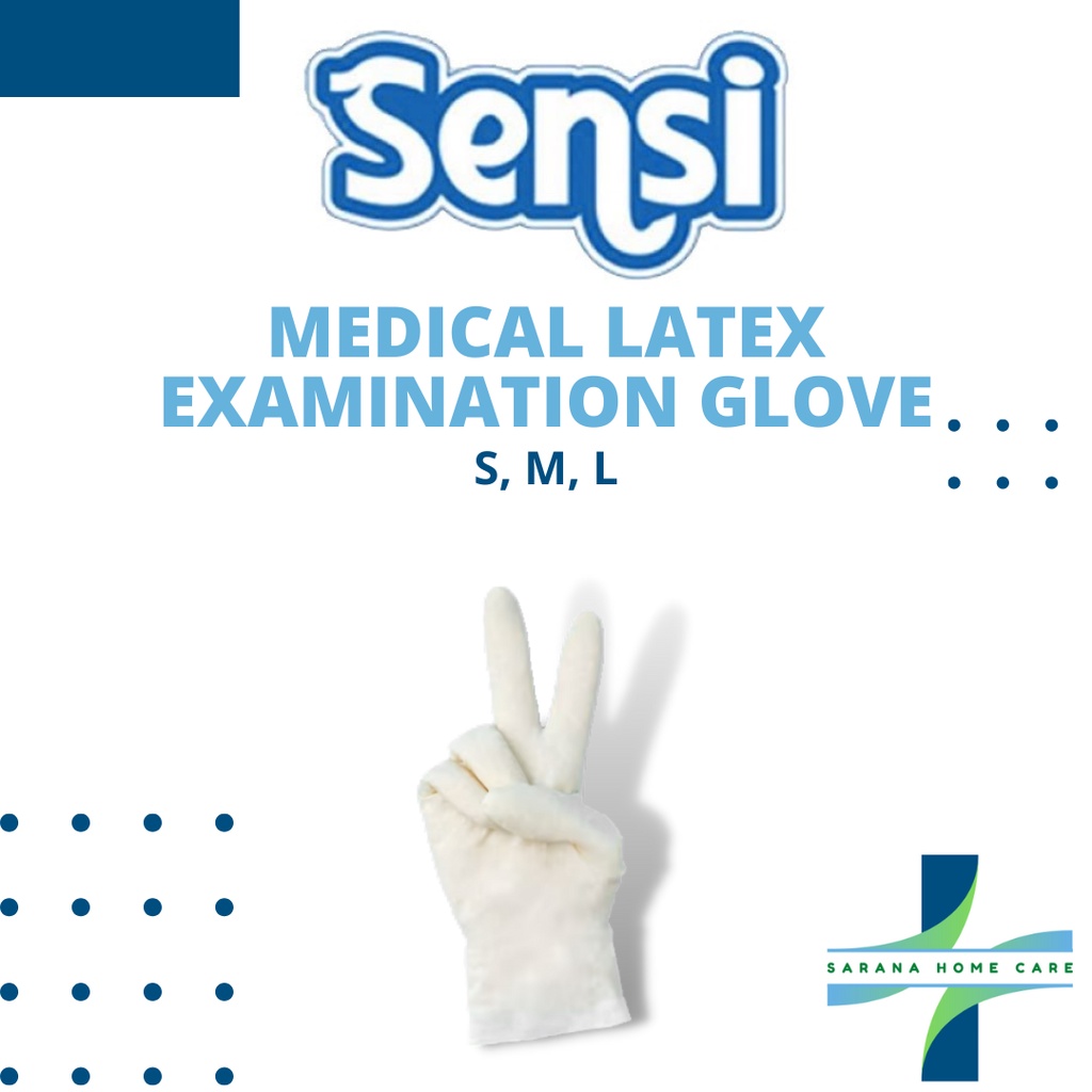 SENSI Medical Latex Examination Glove/sarung tangan latex/sarung tangan medis/sarung tangan sensi/sesnsi glove