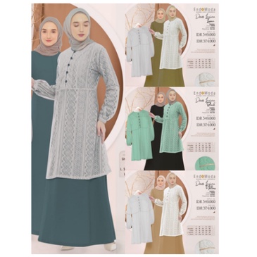 Gamis Dress Outer Brokat LAVINA Endomoda Terabaru Kekinian Fashion Wanita