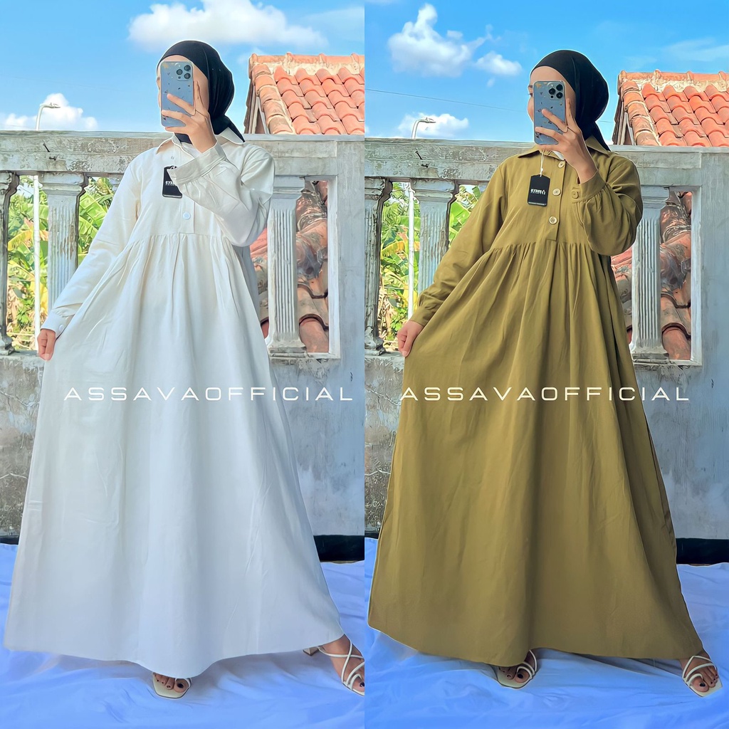 Assava Dress Linen Premium - Gamis Polos Simple