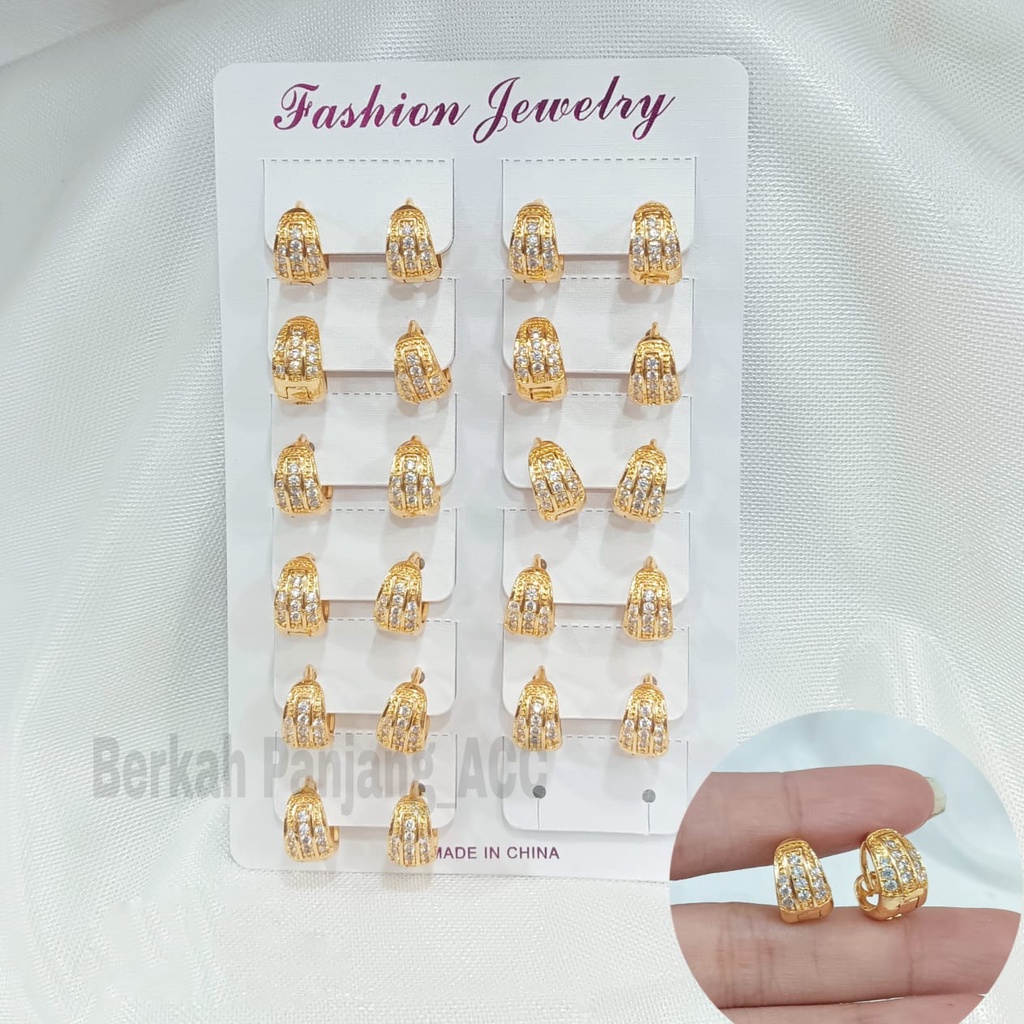 COD 12 PASANG/CHAR ANTING JEPIT VARIAN MOTIF DEWASA PERMATA ZIRCON FASHIONABLE perhiasan super berkelas fashion korea anti karat dan anti luntur