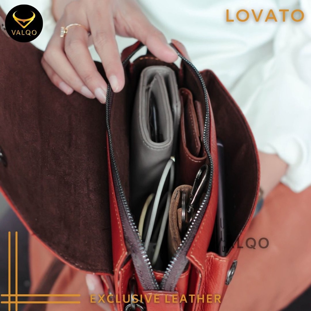 [VALQO] LOVATO Tas Handbag Multifungsi Dompet HP Kulit Sapi Cewek Wanita Perempuan