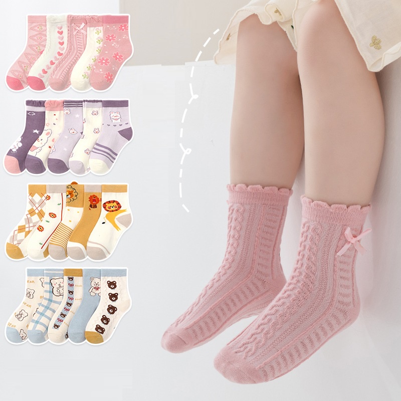 Z2 NEW (1 set 5 pasang) Kaos kaki bayi dan anak banyak motif kualitas premium