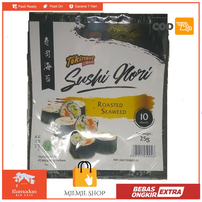 

TOKINORI 10 Sheet Yaki Sushi Nori Rumput laut Roasted - HALAL