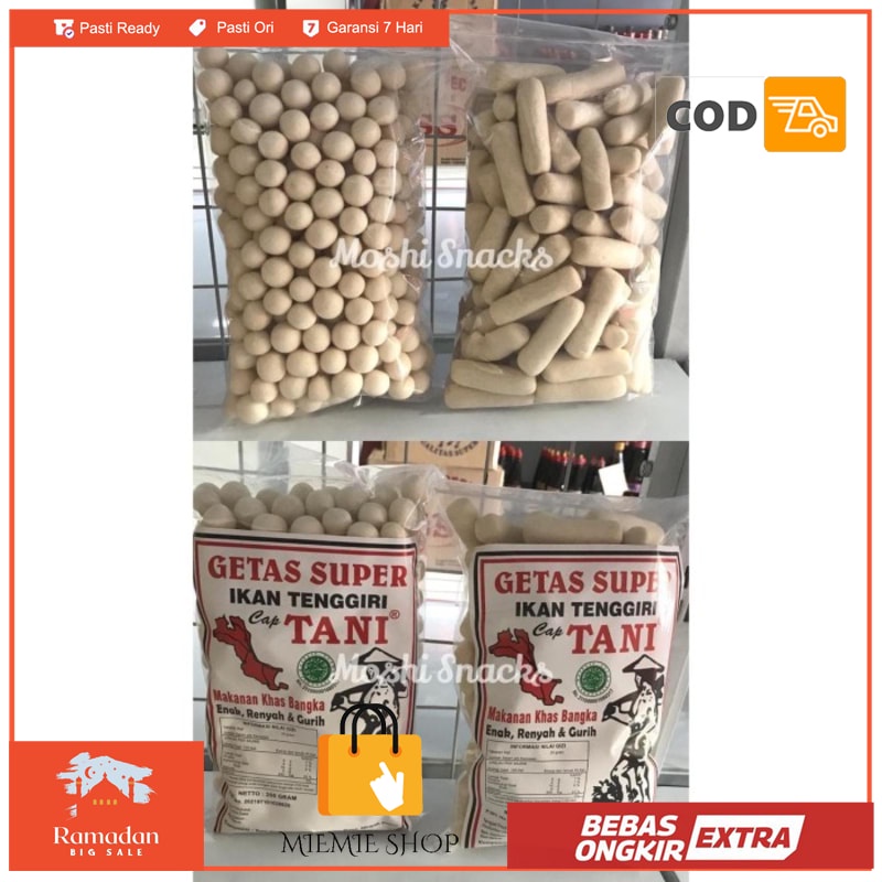 

Getes Super Cap Tani Ikan Tenggiri Asli Bangka / Getas Kerupuk Bangka - Bulat 250gr