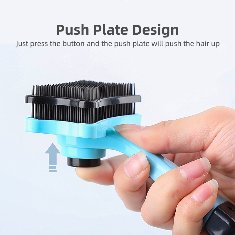 SS Sisir Bulu Kucing Anjing Hewan Peliharaan Brush Grooming Press Sikat Pembersih Bulu Rontok Perawatan dan Merapikan Memijat Bulu Murah Import