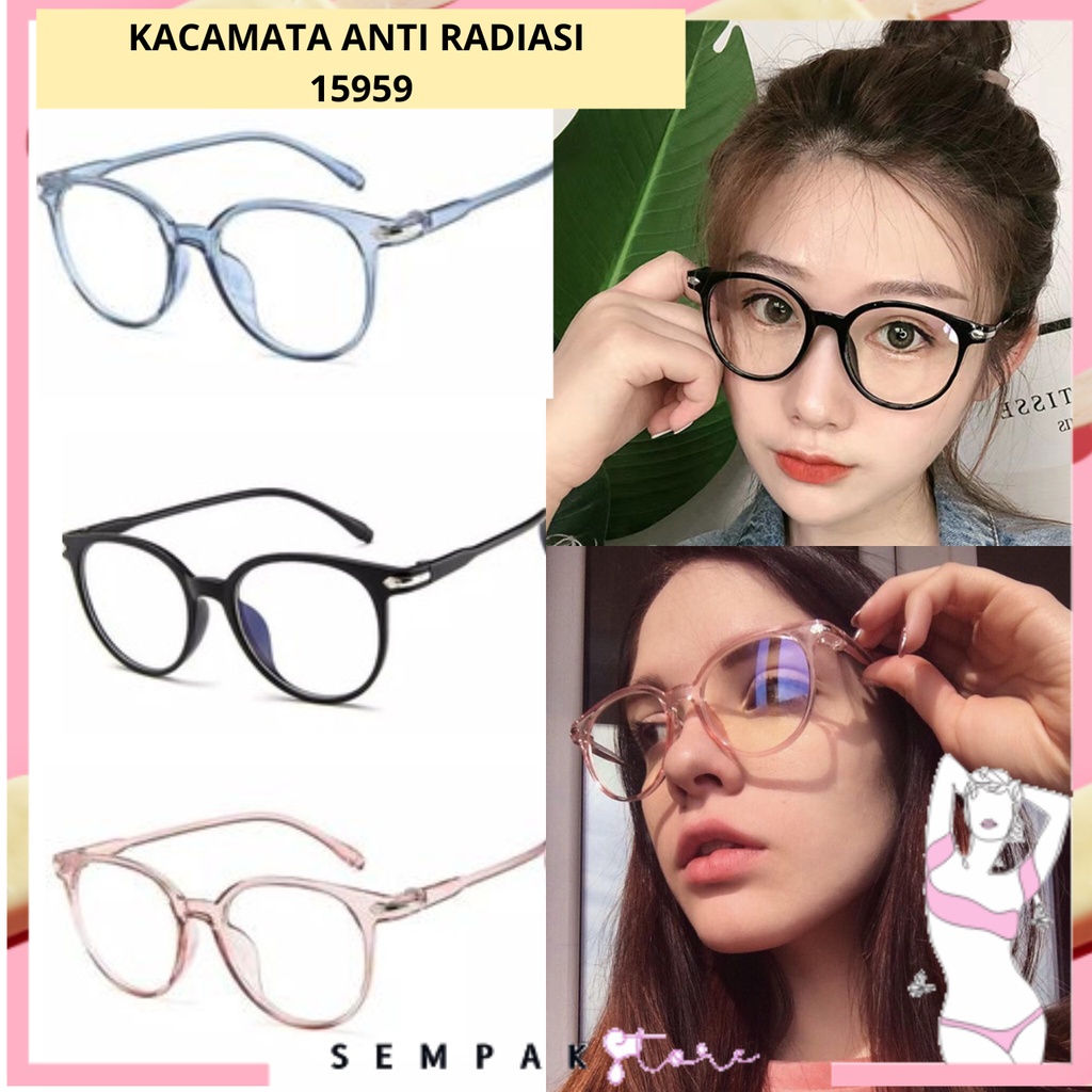 SS KACAMATA ANTI RADIASI KACA MATA 15959 Wanita  Pria Frame Sunglasses Lensa Transparan impor