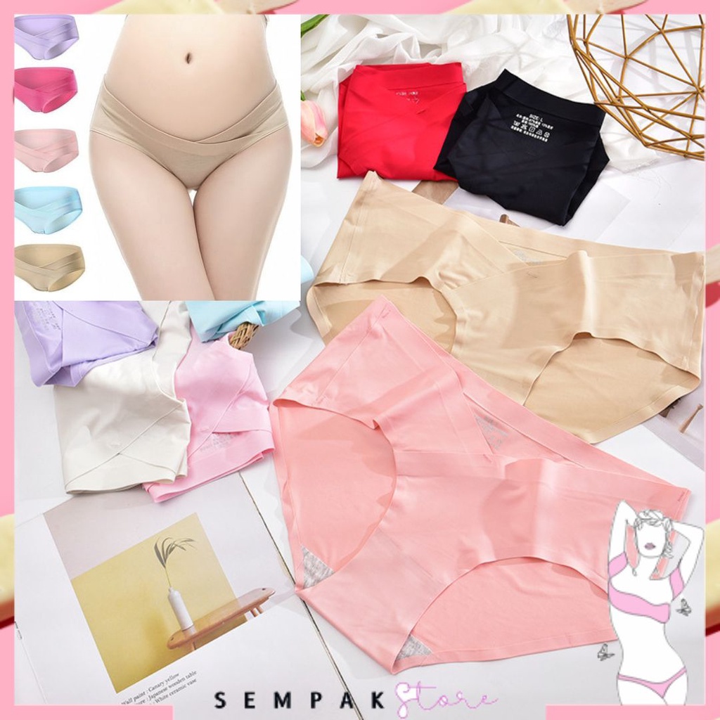 SS Celana Dalam Ibu Hamil 6740 Low Waist Maternity Panty Seamless Breathable Panties Bahan Lembut Anti Nyeplak Murah