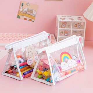 SS Tempat Pensil Pulpen Transparan Ziplock Karakter Serbaguna Pouch Zip Lock Penyimpanan Kosmetik Pouch Zipper Pencil Case Tempat Penyimpanan Alat Tulis Murah