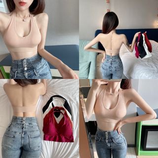SS Bra Sport Wanita Necktie Tanpa Kawat 6491 Model Atasan V-neck Sexy Tali Leher Crop Top Elastis Bra Crop Ala Korea Kekinian Murah Import
