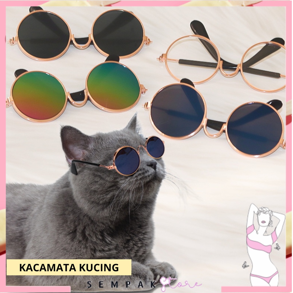 SS Kacamata Kucing Peliharaan 6577 Kaca Mata Lucu Anjing Anabul Hitam Fashion Hewan Anti UV Lucu Aksesoris High Quality Animal Sunglasses Kaca Mata Murah