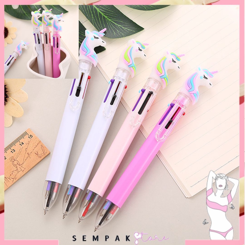 SS Pena Karakter Mekanik 6 Warna Unicorn Full Moon Pulpen Karakter Unicorn Warna Warni Pulpen Unicorn Multicolor Pulpen Lucu Alat Tulis Sekolah ATK Murah