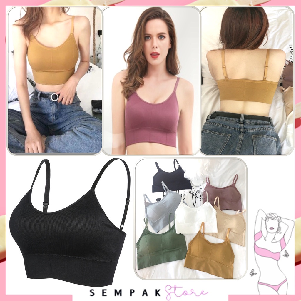 Bra Sport Wanita tanpa kawat Model Seamless kode B400 dengan Tali