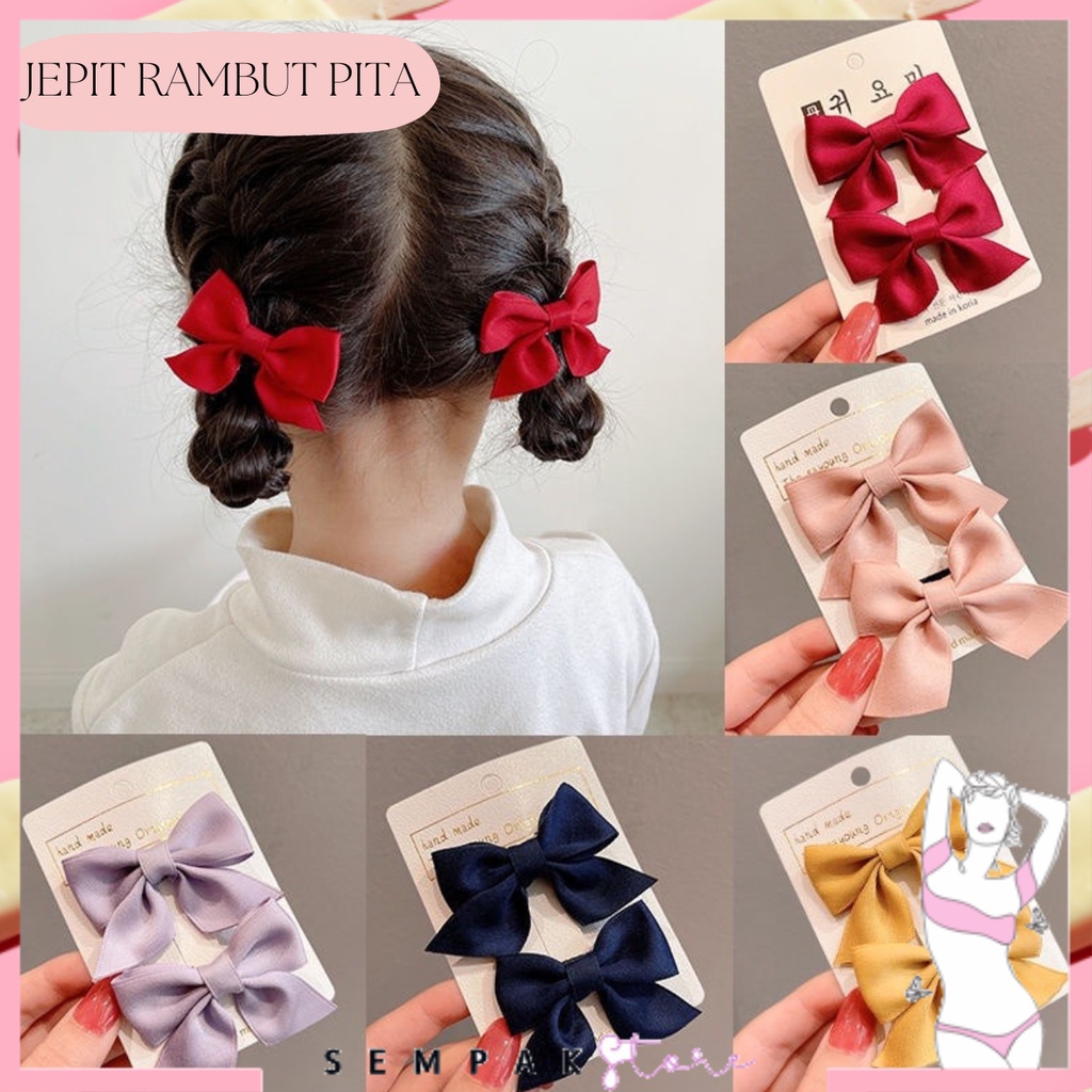 SS Jepit Rambut Pita Anak Lucu 2 in 1 Jepitan Rambut Fashion Jepitan Ribbon Hair Pin Gaya Korea Kids  Murah