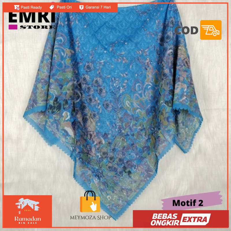 Hijab Jilbab Segi empat Motif Bunga Cantik Kerudung Segi 4 Premium New - Motif 2