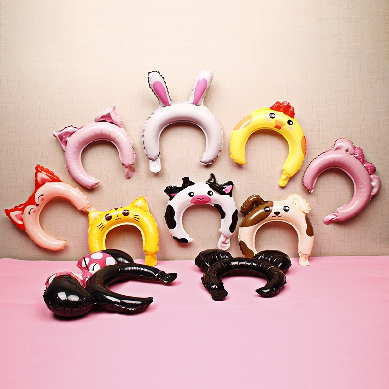 SS Balon Bando Karakter Hewan Balon Foil Kartun Animal Headband Balon Ulang Tahun Bando Anak Anak Murah