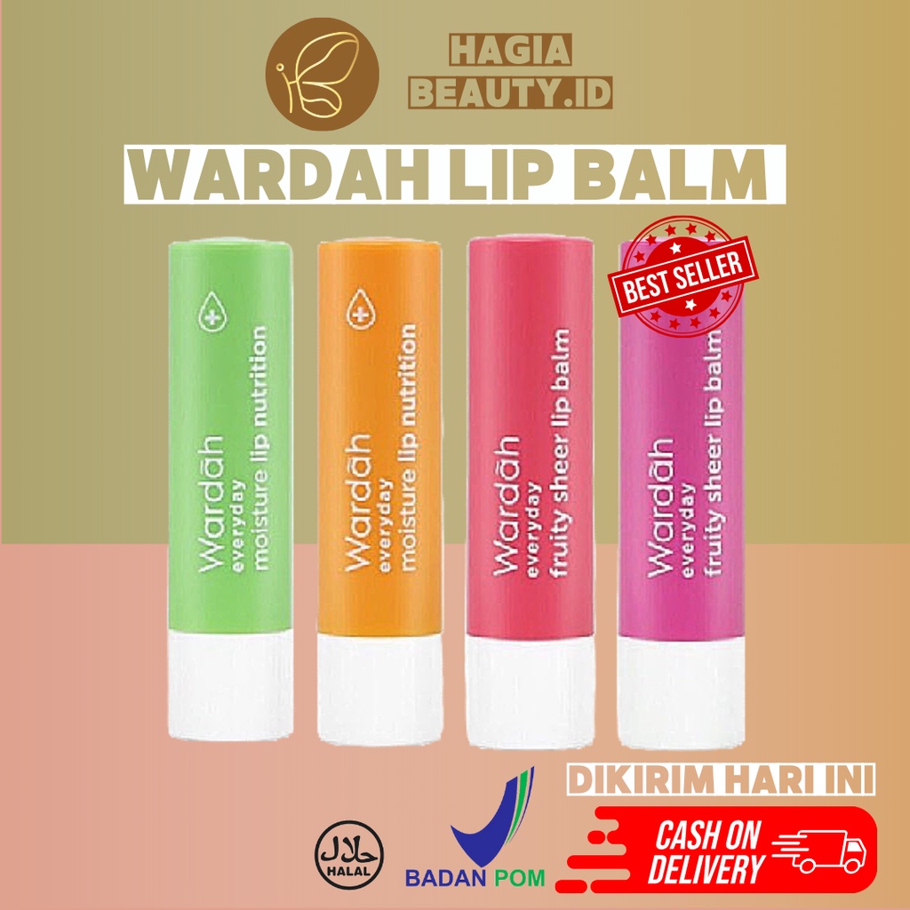 Bisa Cod - Wardah Everyday Fruity &amp; Nutrition Sheer Lip Balm, 4 gr - Pelembab bibir stik - Sehat dan Merona - Bibir Lembap Hingga 12 Jam