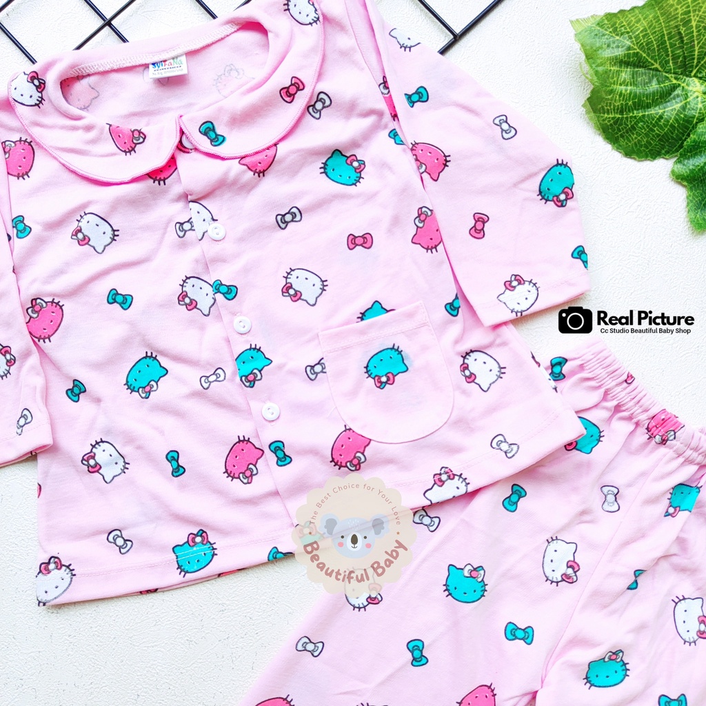 Setelan Piyama Baju Bayi Perempuan 3-18 Bulan Lengan Panjang Celana Panjang Motif Hello Kitty / Baju Bayi Perempuan Syifana / Baby.ou