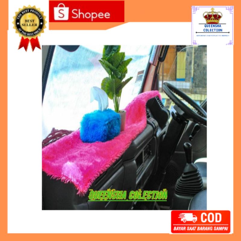 Alas Dashboard Mobil + Sarung Tisu Aksesoris Mobil Ukuran 150x50cm / Kain Bulu Rasfur Lembut Masuk S