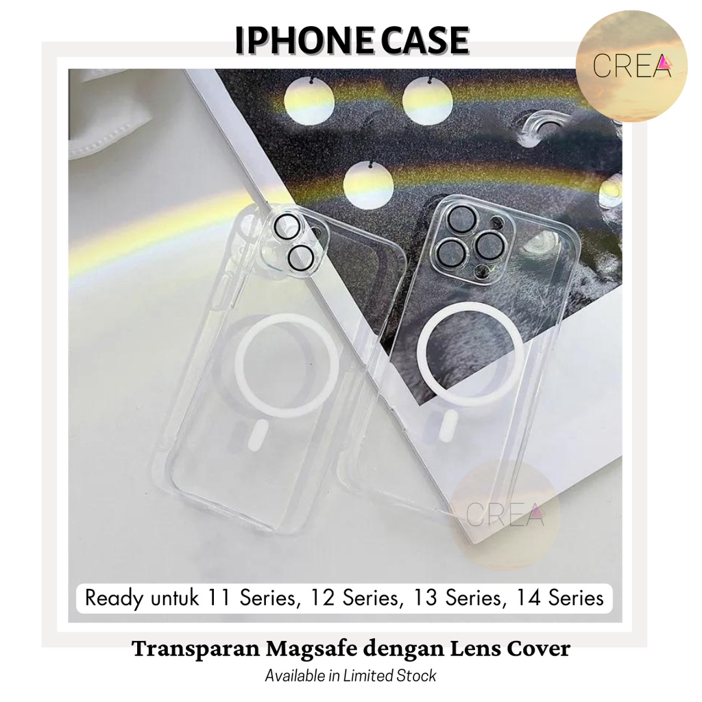 Iphone Case Transparan Magsafe dengan Pelindung Kamera (Lens Cover / Penutup Camera) Case Iphone Har