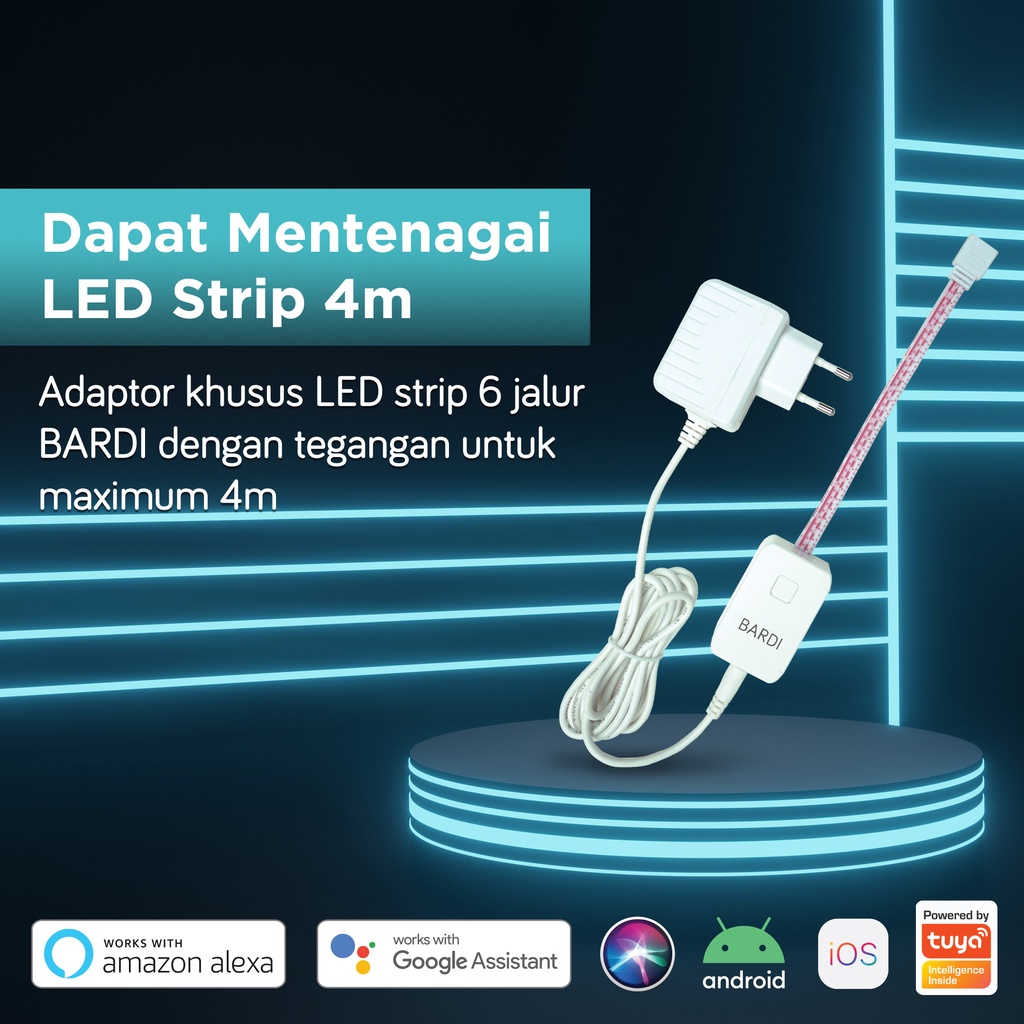 BARDI Adaptor for LED Strip 1A 4M 4 Meter Wifi IoT Home Automation GARANSI RESMI Lampu Hias Dekorasi