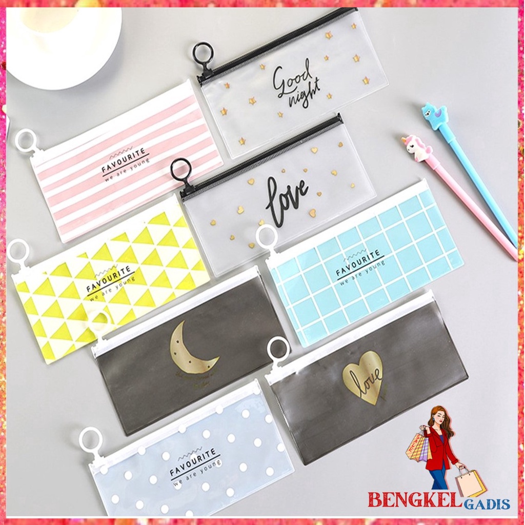 

Tempat Pensil Pulpen Transparan Ziplock Karakter Serbaguna Pouch Zip Lock Penyimpanan Kosmetik Pouch Zipper Pencil Case Tempat Penyimpanan Alat Tulis
