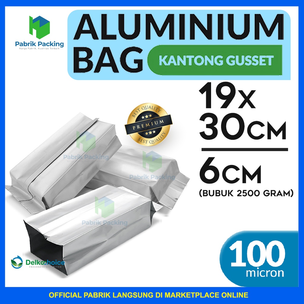 Alumunium Gusset Central Sealing Gusset Bag Alumunium Bag Kantong Makanan Delkochoice 19x30 cm