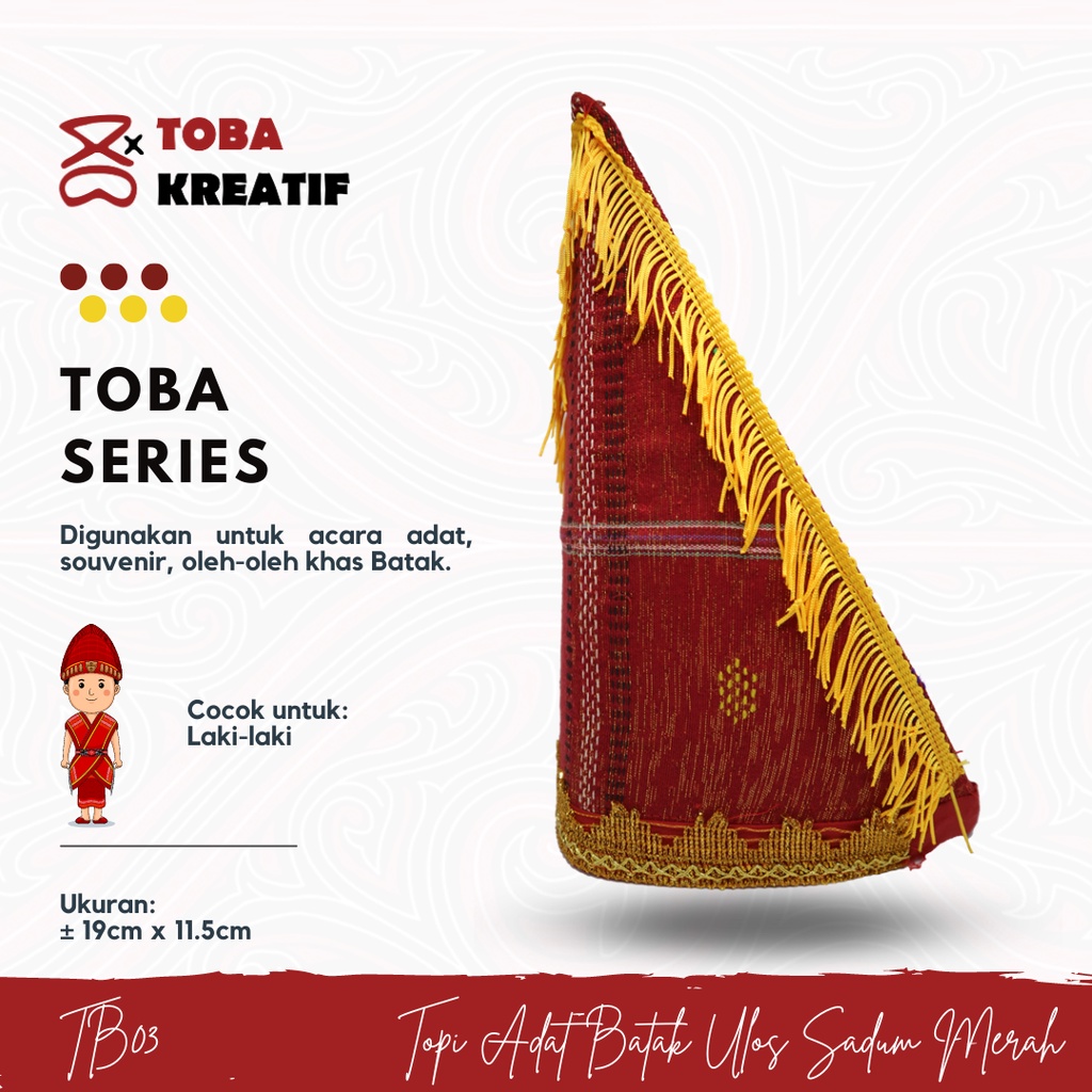 Aksesoris Tarian Batak Topi Ulos Sadum Merah