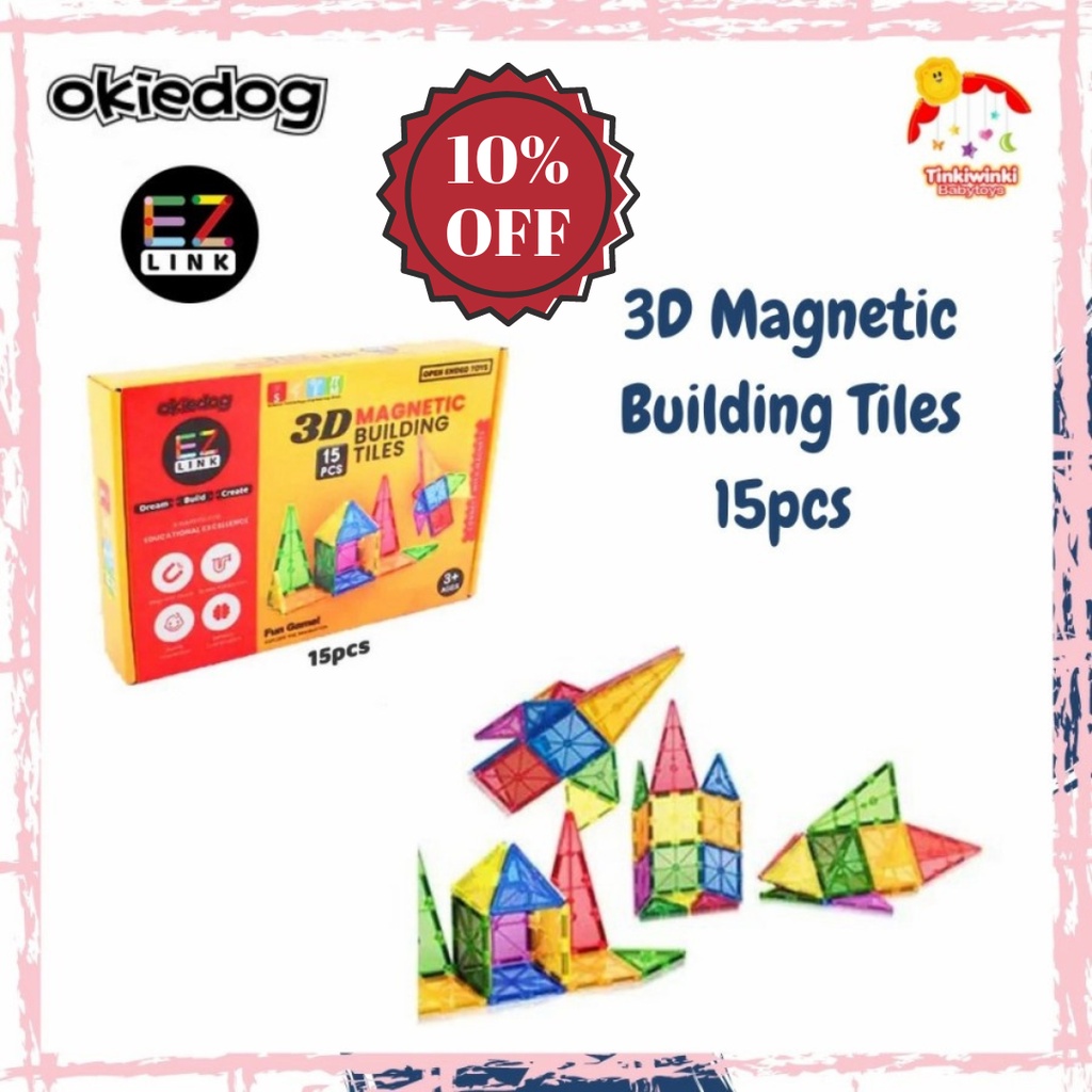 Okiedog EZLink 3D Magnetic Building Tiles 15PCS