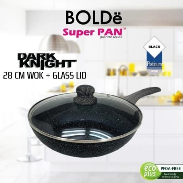 Super Pan 28cm With Glass Lid Black Dark Knight BOLDe Termurah