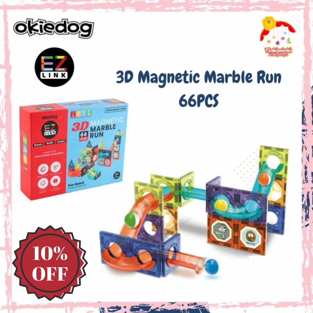 Okiedog EZLink 3D Magnetic Marble Run 66PCS