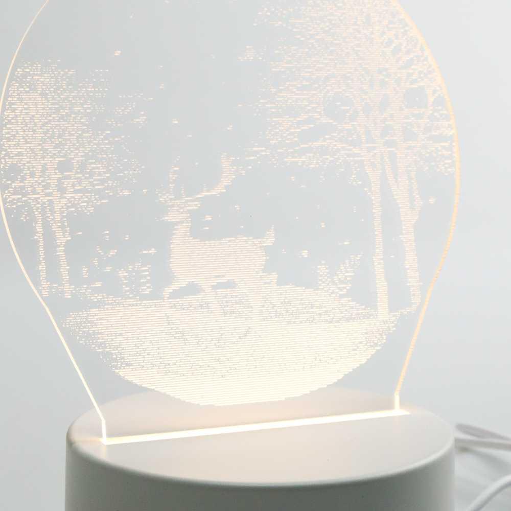 KERST Lampu Hias Akrilik 3D Snow Deer Design Warm White - Z-584