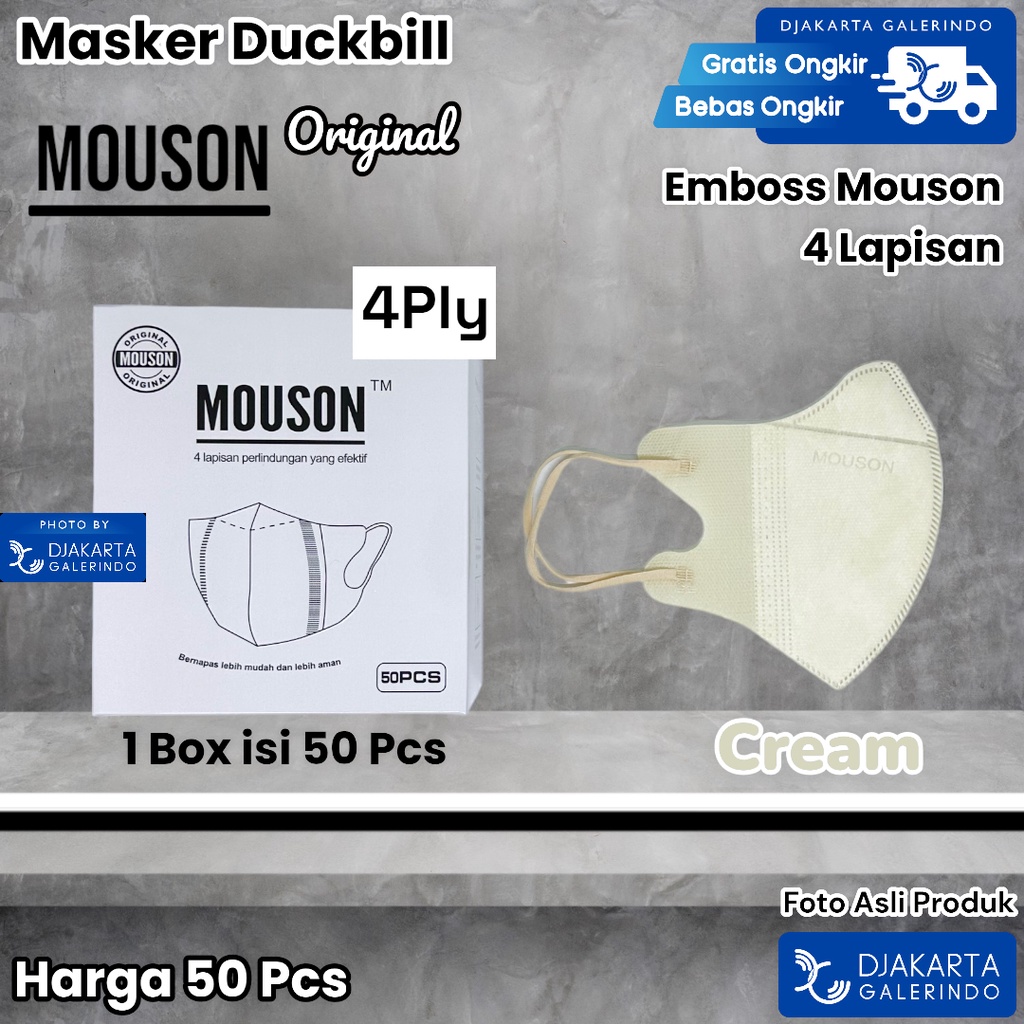Masker Duckbill 4Ply Mouson Alkindo &amp; 3Ply Earloop &amp; Headloop Model Duckbill 1 Box isi 50 Pcs
