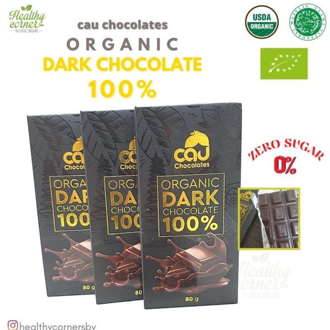 

HOT PROMO Organic Dark Chocolate 100% No Sugar 80g Cokelat Keto - Cau Chocolates