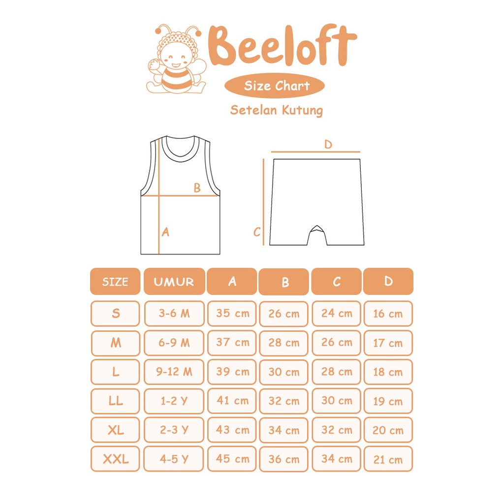 BeeLoft Setelan Singlet + Celana Pendek Bayi &amp; Anak