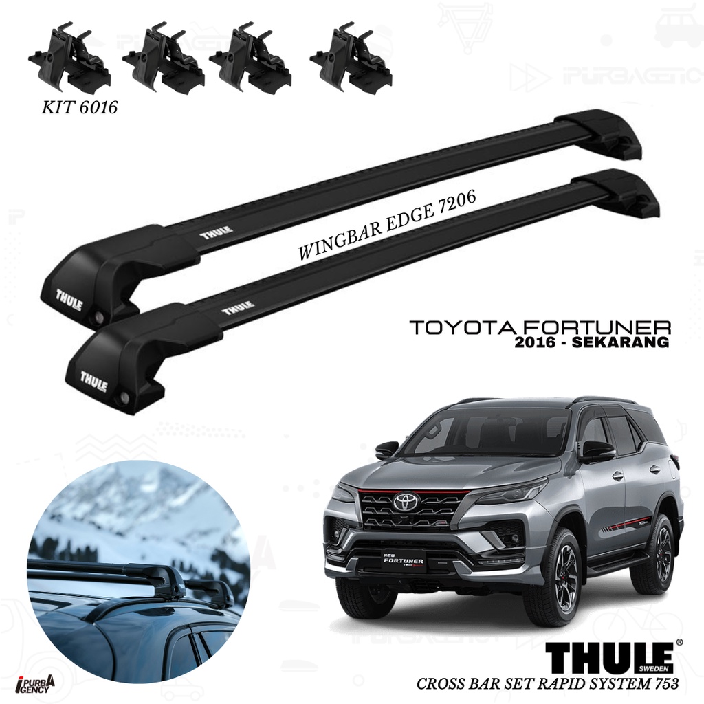 Thule Cross bar set Wingbar Edge 86 All New Fortuner 2016 - 20xx
