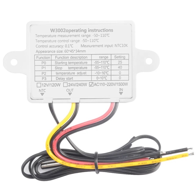 Thermostat XH-W3002 10A 12V 24V 220V W3002 Pengendali Suhu Regulator