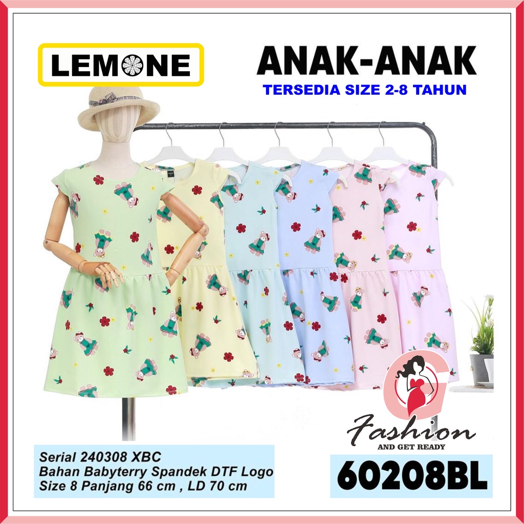 LEMONE KIDS D-602 MOTIF | DRESS ANAK BAHAN BABYTERY