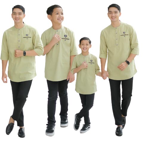 Baju Kurta Couple Lengan 3/4 Warna Hijau Sage