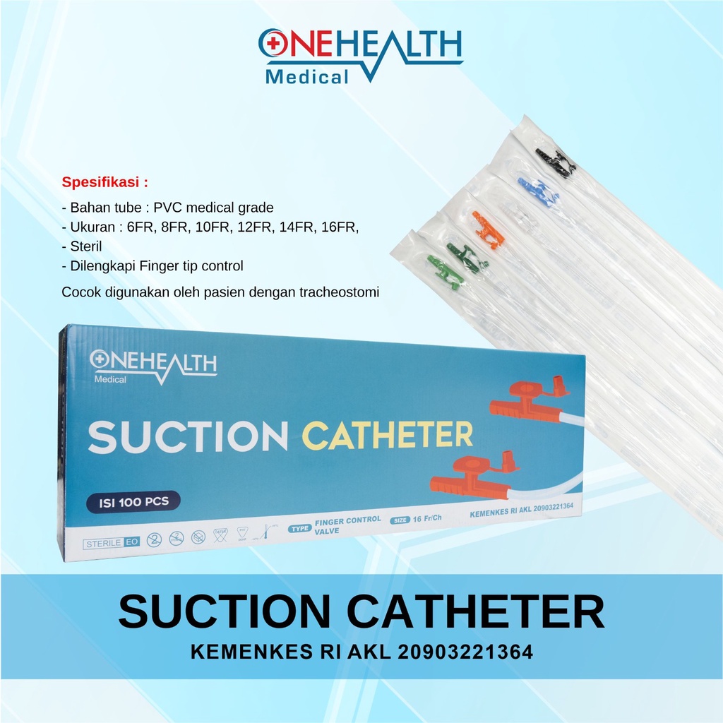 ECERAN 1 PCS - Suction Catheter Onehealth Dilengkapi Finger Tips Control