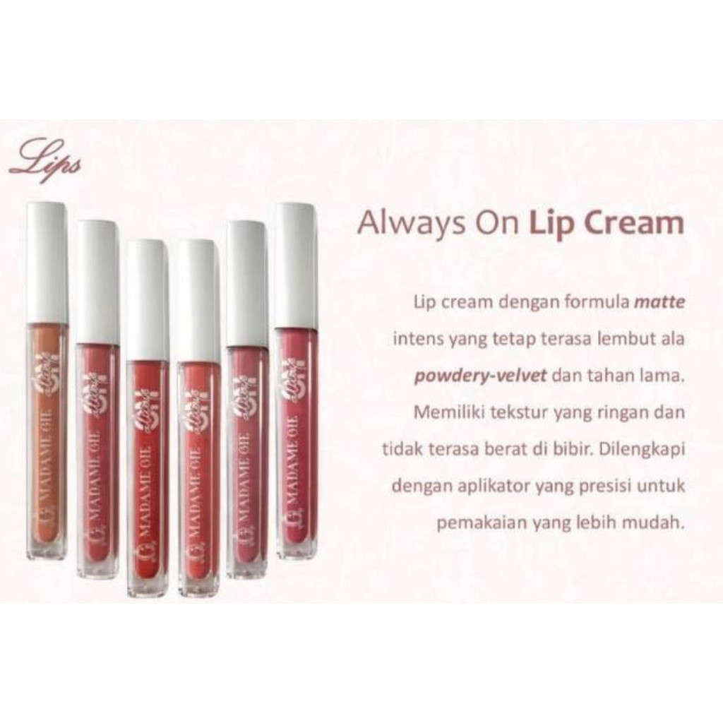 Madame Gie Always On | Lipstik Lipcream Matte Longlasting