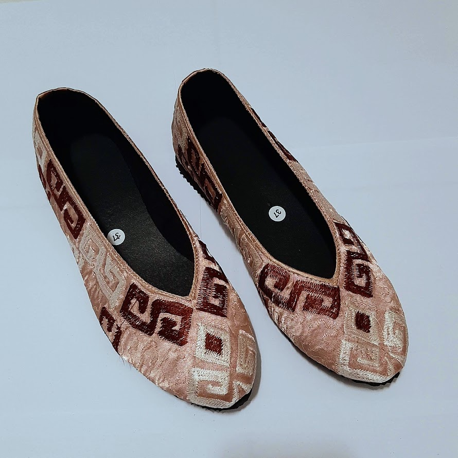 etnik fashion sepatu wanita flat slip on bordir terbaru murah g olive