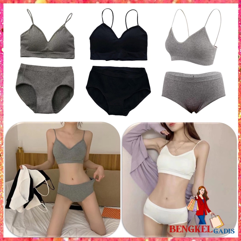Bra Set Wanita 6660 One Set Tanktop BH Celana Dalam Push Up Wanita Tanpa Kawat Elastis Pakaian Dalam
