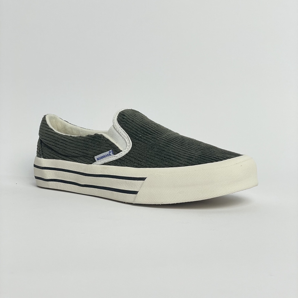 SIDSNEAKS - Sepatu Slip On Exelas Corduroy Olive Green