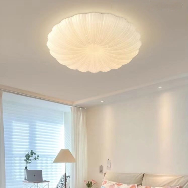 Lampu hias tempel plafon motif kerang WHITE SHELL 3 COLOUR LED 40 watt size 50 cm ceiling minimalis 