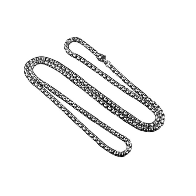 kalung titanium silver motif elegan pria wanita panjang 50 cm