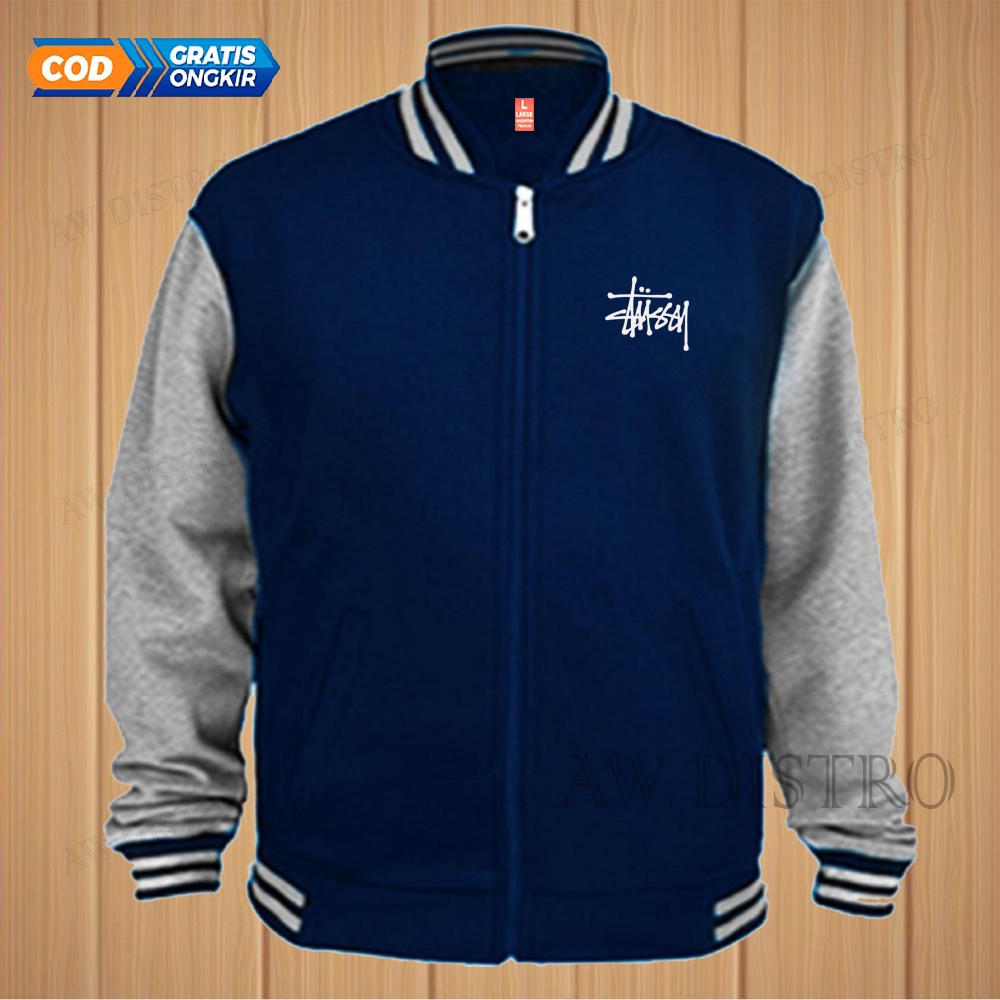 COD Jaket Baseball Varsity Distro STS Text Putih Premium Quality